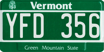 VT license plate YFD356