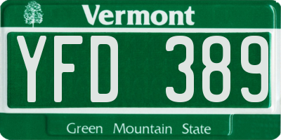 VT license plate YFD389