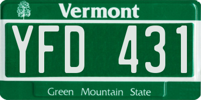 VT license plate YFD431