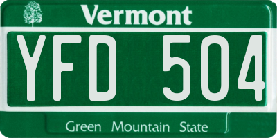 VT license plate YFD504