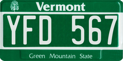 VT license plate YFD567
