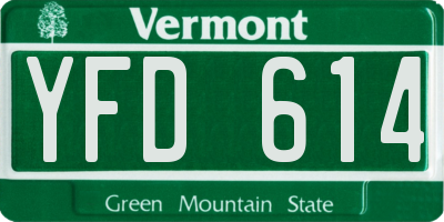 VT license plate YFD614