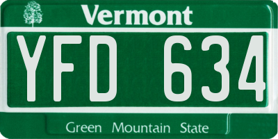 VT license plate YFD634