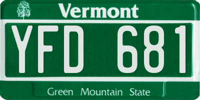 VT license plate YFD681