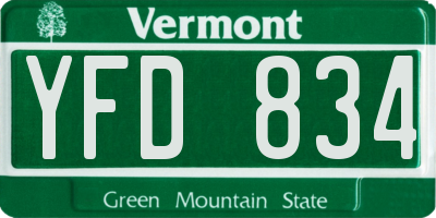 VT license plate YFD834