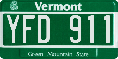 VT license plate YFD911