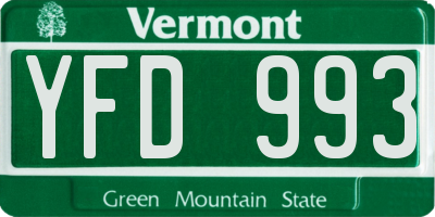VT license plate YFD993