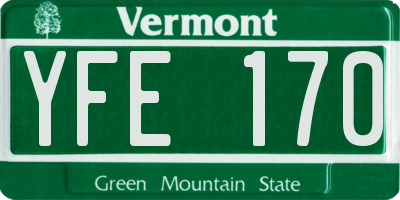 VT license plate YFE170
