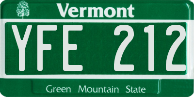 VT license plate YFE212