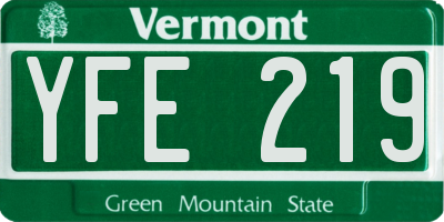 VT license plate YFE219