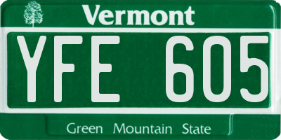 VT license plate YFE605