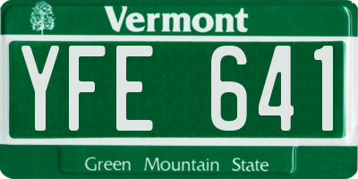 VT license plate YFE641