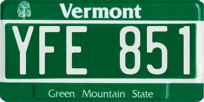 VT license plate YFE851