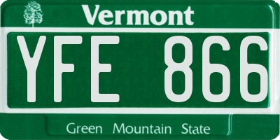 VT license plate YFE866