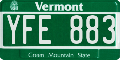 VT license plate YFE883