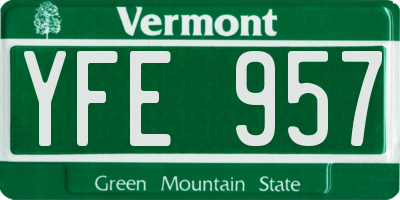 VT license plate YFE957
