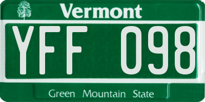 VT license plate YFF098