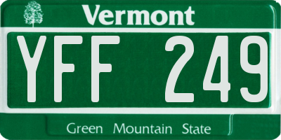 VT license plate YFF249