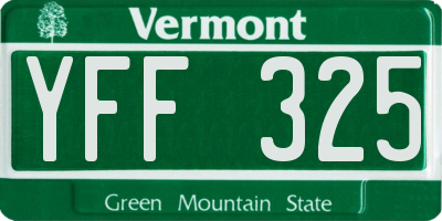 VT license plate YFF325