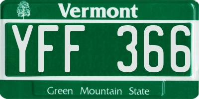 VT license plate YFF366