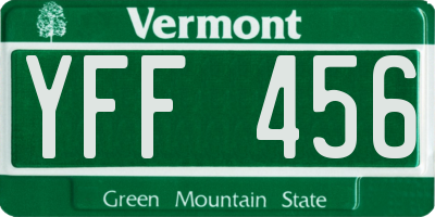 VT license plate YFF456