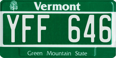 VT license plate YFF646