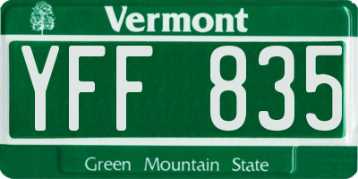 VT license plate YFF835
