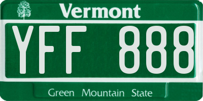 VT license plate YFF888