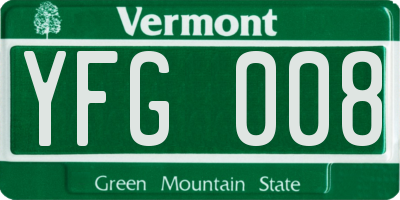 VT license plate YFG008