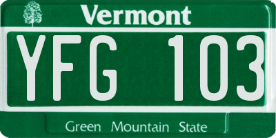 VT license plate YFG103