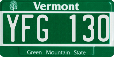 VT license plate YFG130
