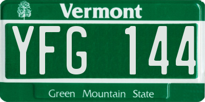 VT license plate YFG144