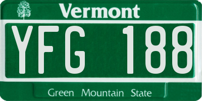 VT license plate YFG188