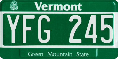 VT license plate YFG245