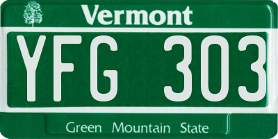 VT license plate YFG303