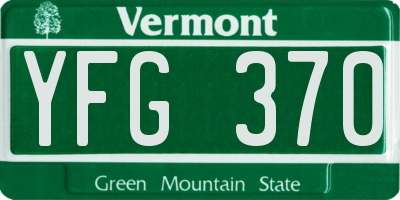 VT license plate YFG370