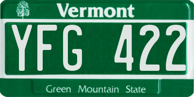 VT license plate YFG422