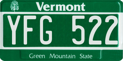 VT license plate YFG522