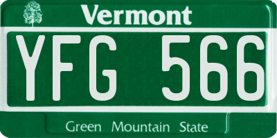 VT license plate YFG566