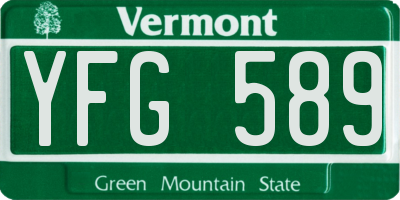 VT license plate YFG589