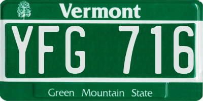 VT license plate YFG716