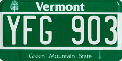 VT license plate YFG903
