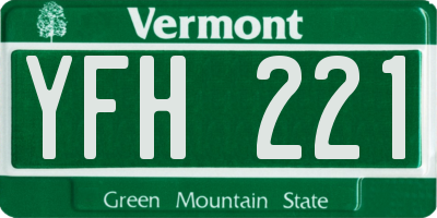 VT license plate YFH221