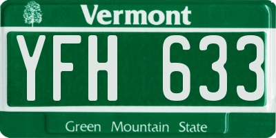 VT license plate YFH633