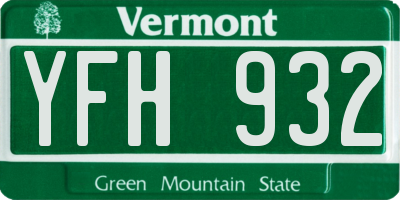 VT license plate YFH932