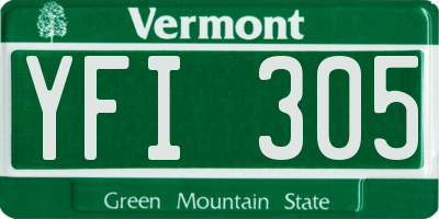 VT license plate YFI305