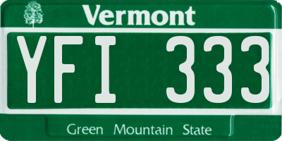 VT license plate YFI333