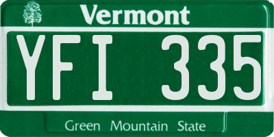 VT license plate YFI335