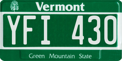 VT license plate YFI430