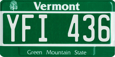 VT license plate YFI436